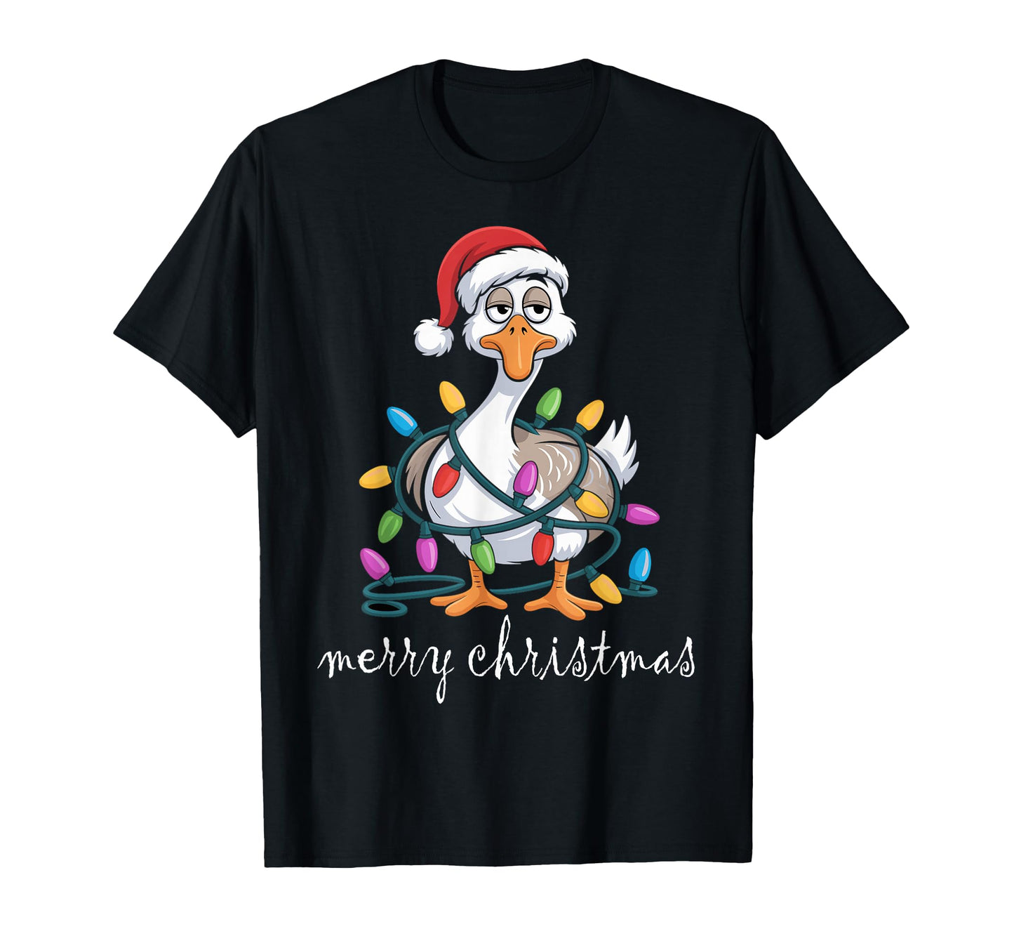 Funny Tired Goose Christmas Lights Silly Holiday Funny Goose T-Shirt