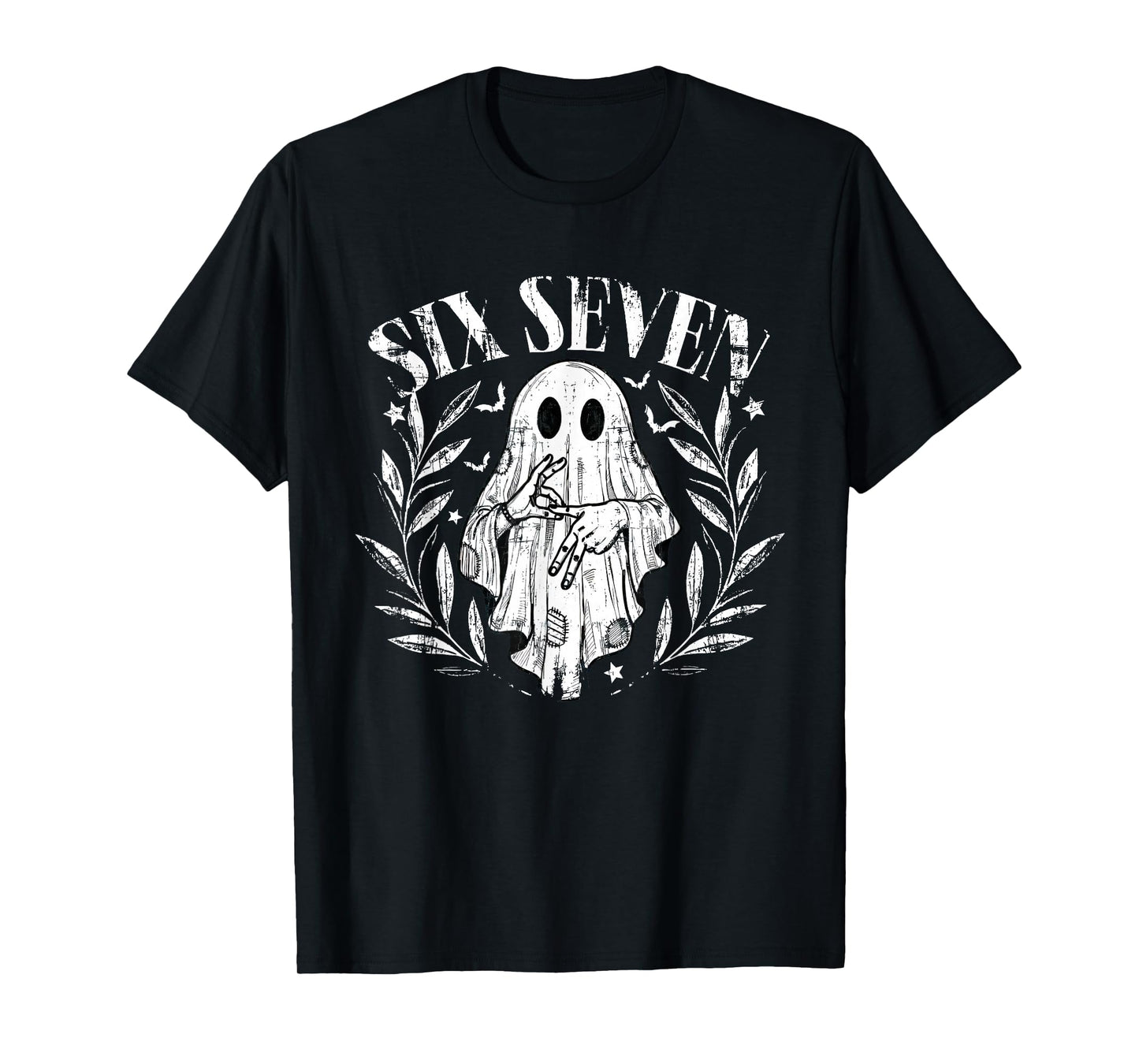 Funny Six Seven 6 7 Meme Slang Halloween Ghost T-Shirt
