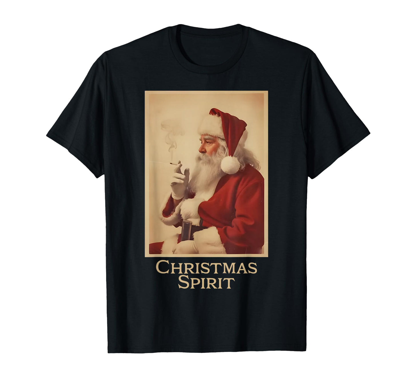 Christmas Spirit Funny Vintage Santa Smoking Christmas Xmas T-Shirt