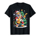 Christmas Tiger Playing Guitar Music Santa Hat Xmas Lights T-Shirt