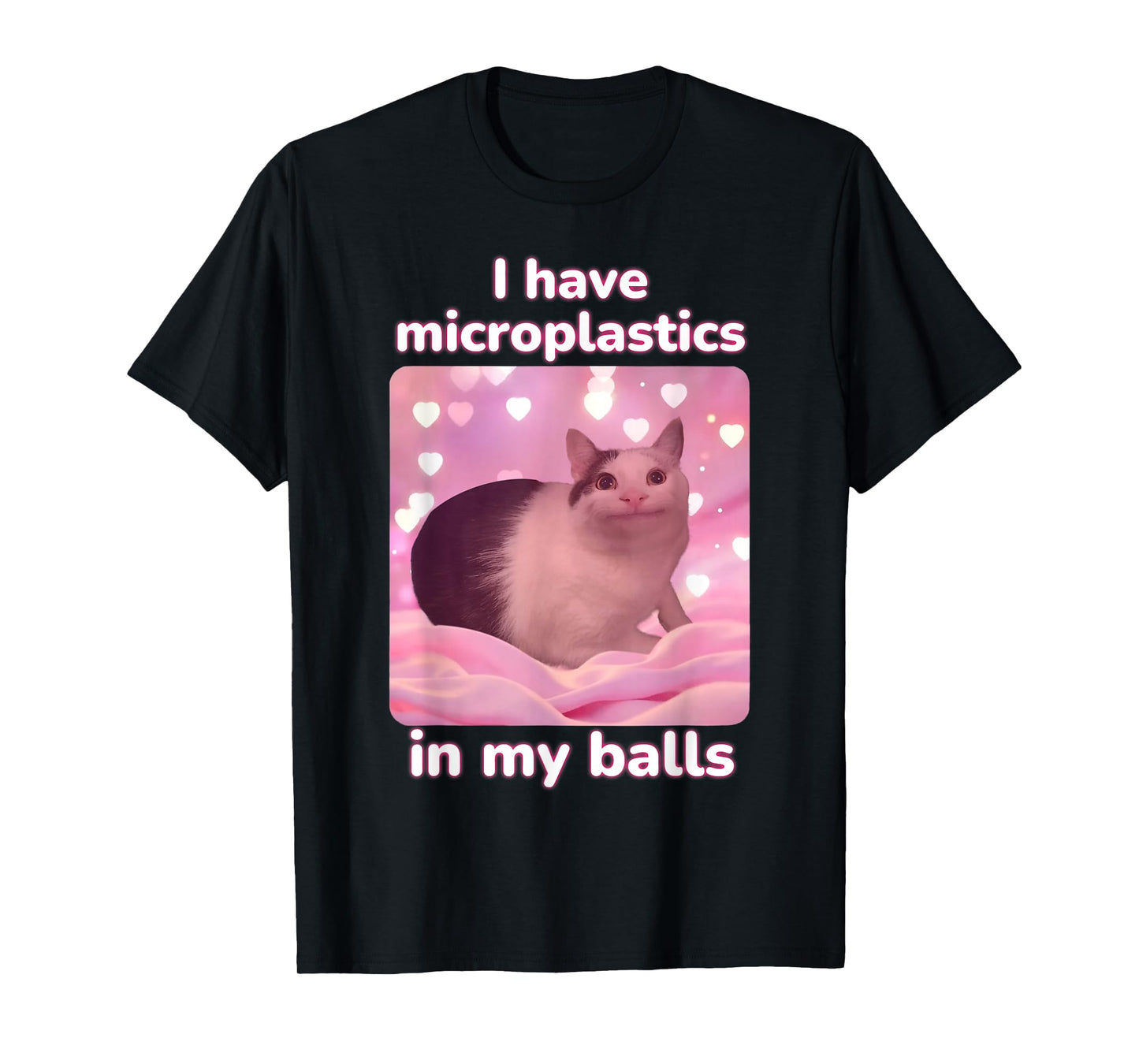 I Have Microplastics in My Balls Pink Cat Meme Dank Meme T-Shirt