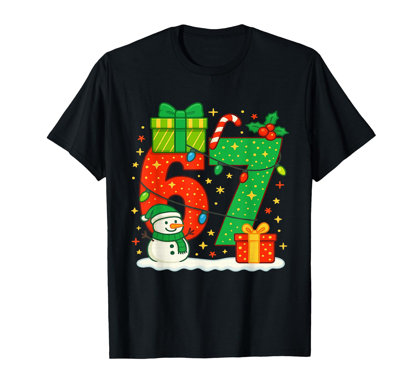 Number 67 Meme Matching Christmas Couple 67 Six Seven 6-7 T-Shirt