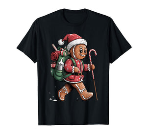 Cute Gingerbread Hiker Santa Pajama Christmas Candy Cane T-Shirt
