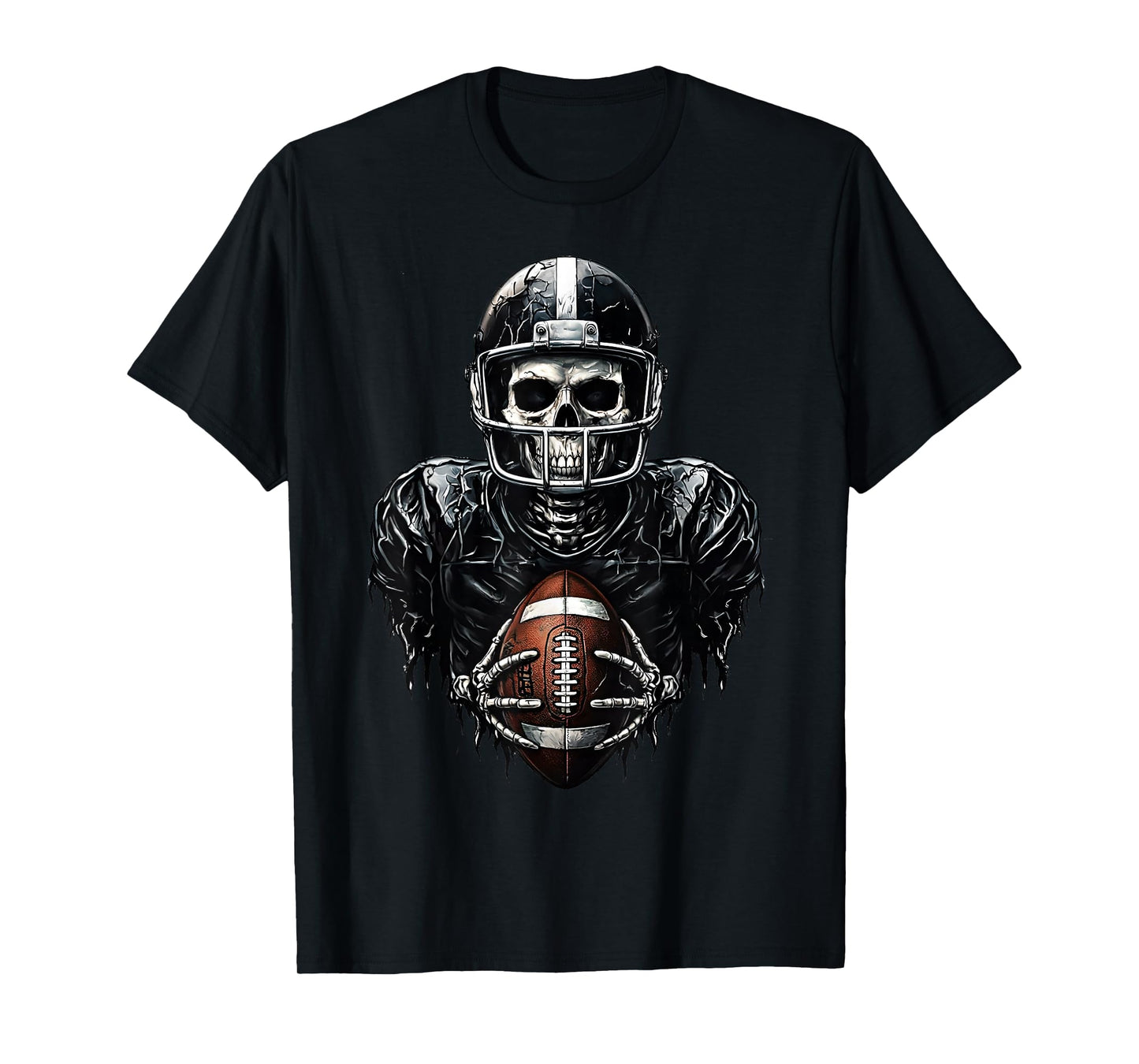 Halloween Skeleton Football Player Spooky Sports Graphic T-Shirt