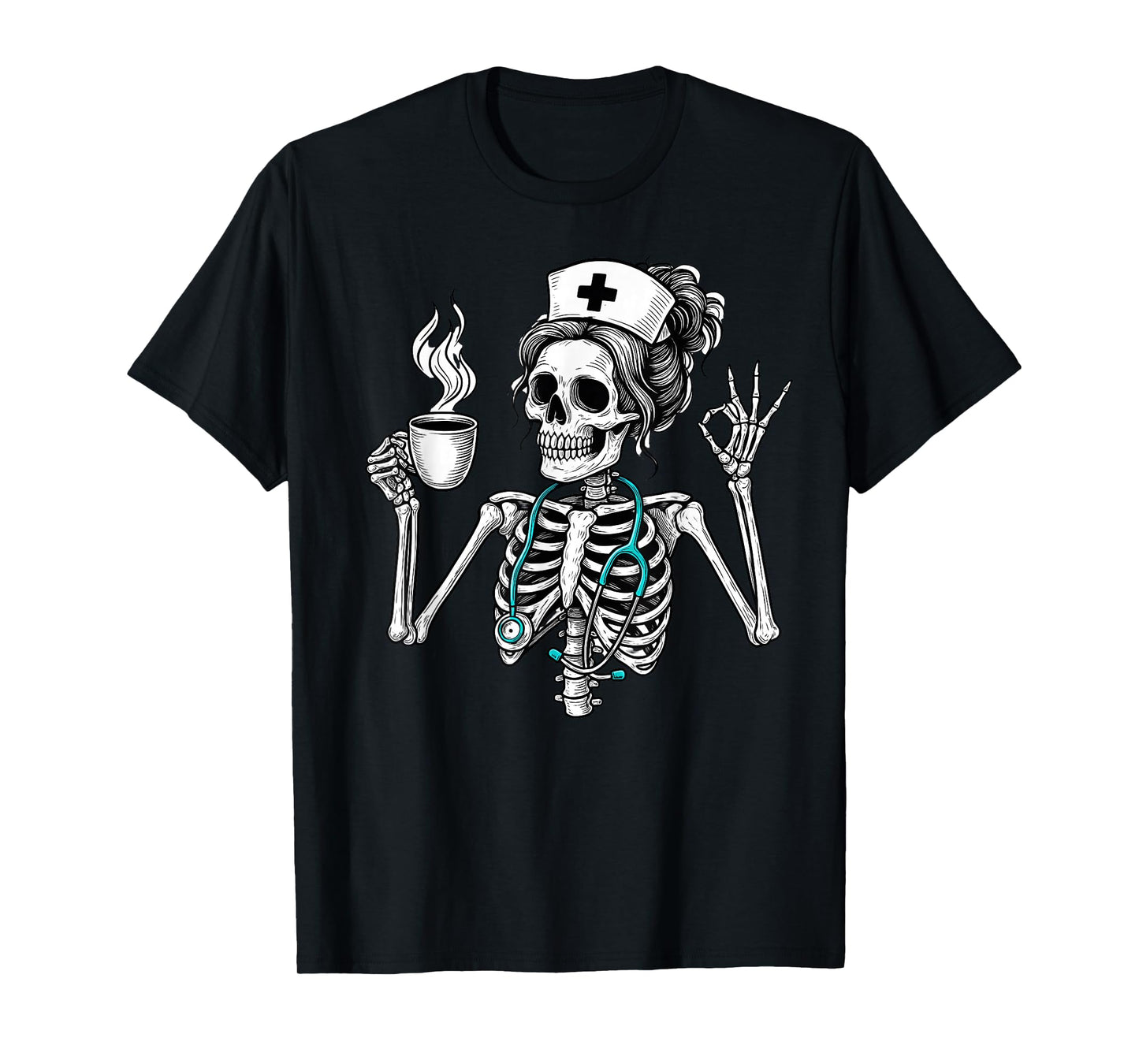 Funny Nurse Skeleton Halloween Healthcare Crew CNA Medical T-Shirt