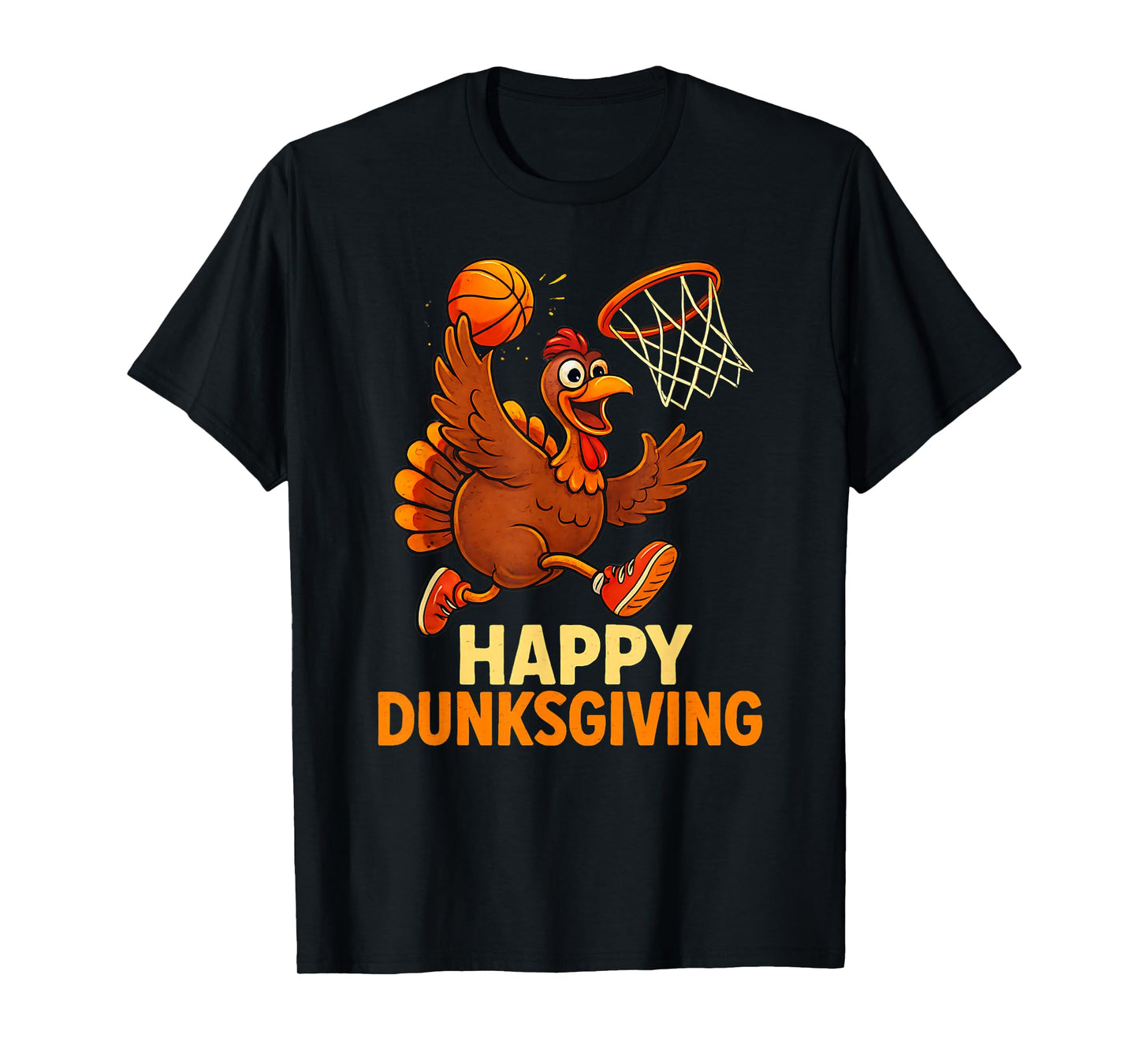 Funny Thanksgiving Happy Dunksgiving Basketball Turkey T-Shirt