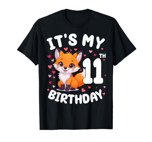 Fox Animal Lovers 11th Birthday Girl Fox B-Day 11 Years Old T-Shirt