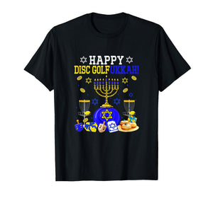 Happy Disc Golfukkah Disc Golf Player Fan Hanukkah Menorah T-Shirt