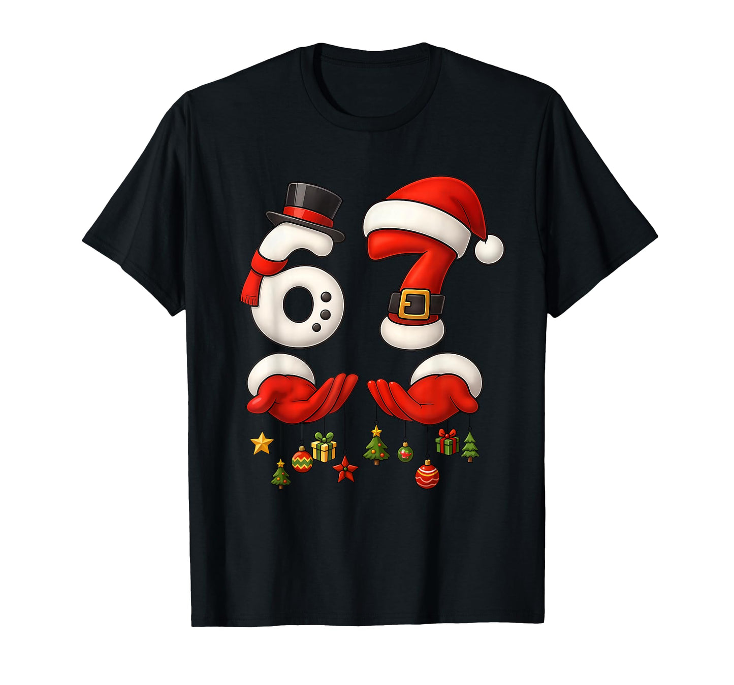 67 Christmas Meme Funny 6 7 Hands Gen Alpha Slang Six Seven T-Shirt