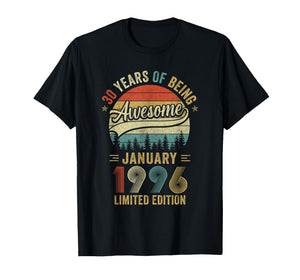 Vintage January 1996 Old 30Th Birthday Men Women T-Shirt