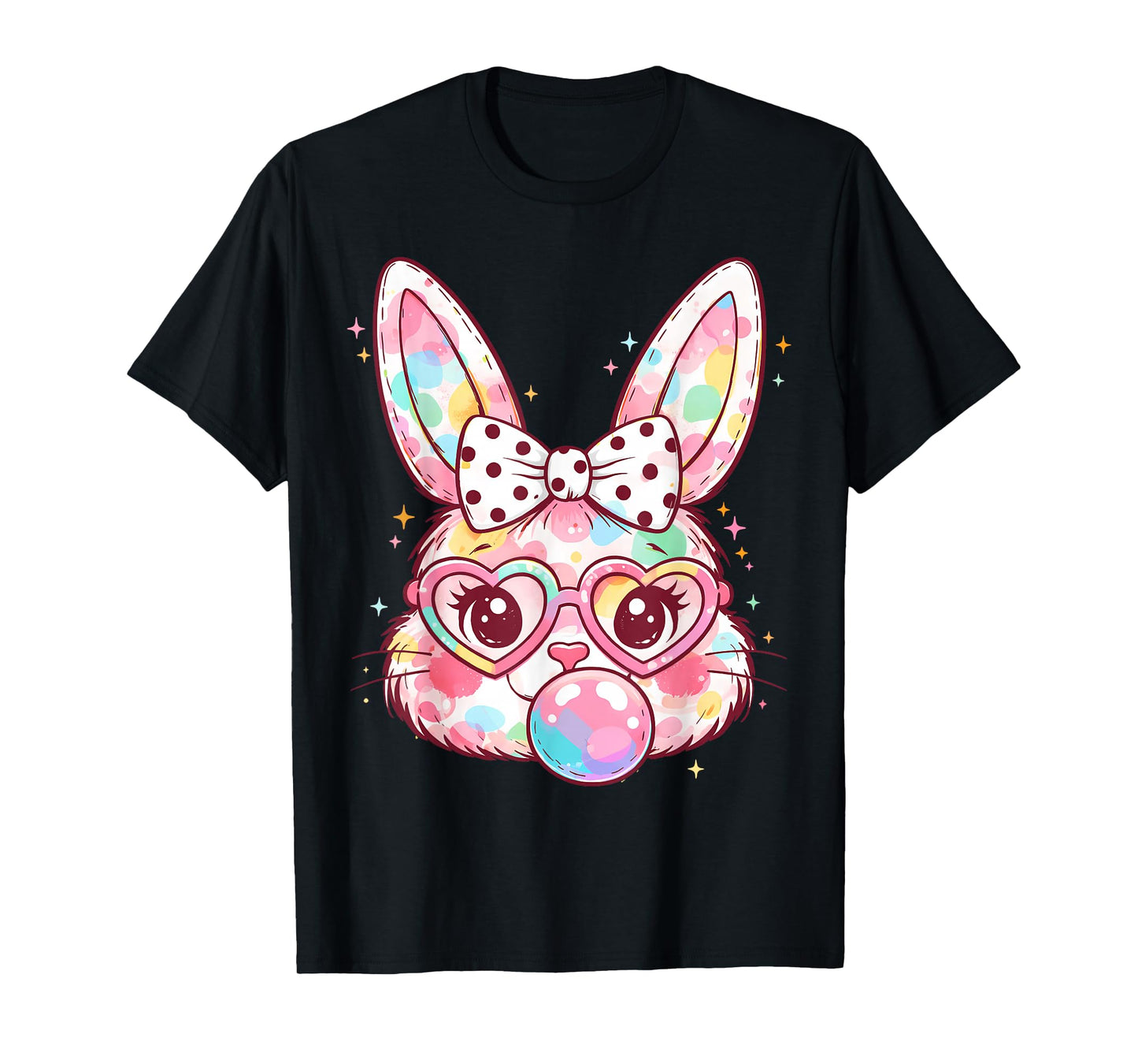 Girls Easter Cute Bunny Face Pink Easter Kids Girls Women T-Shirt