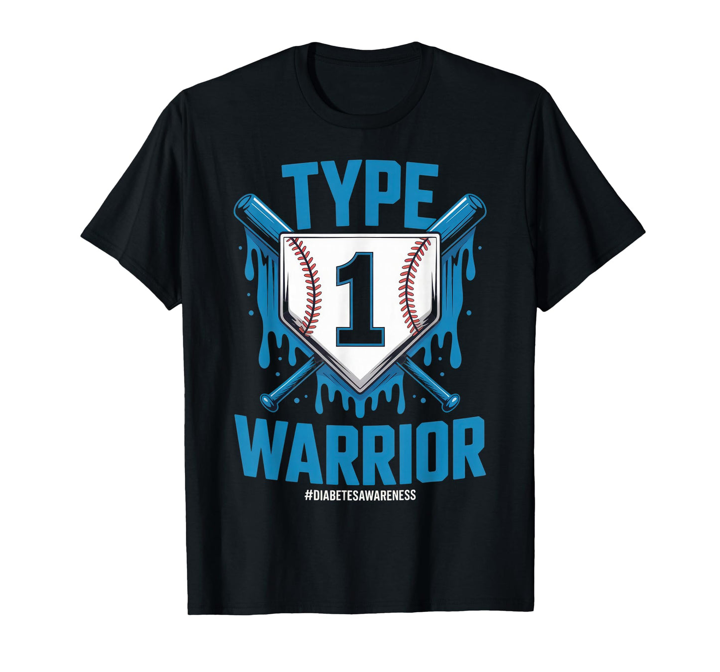 Type 1 Warrior Diabetes Awareness Baseball Enthusiasts T-Shirt