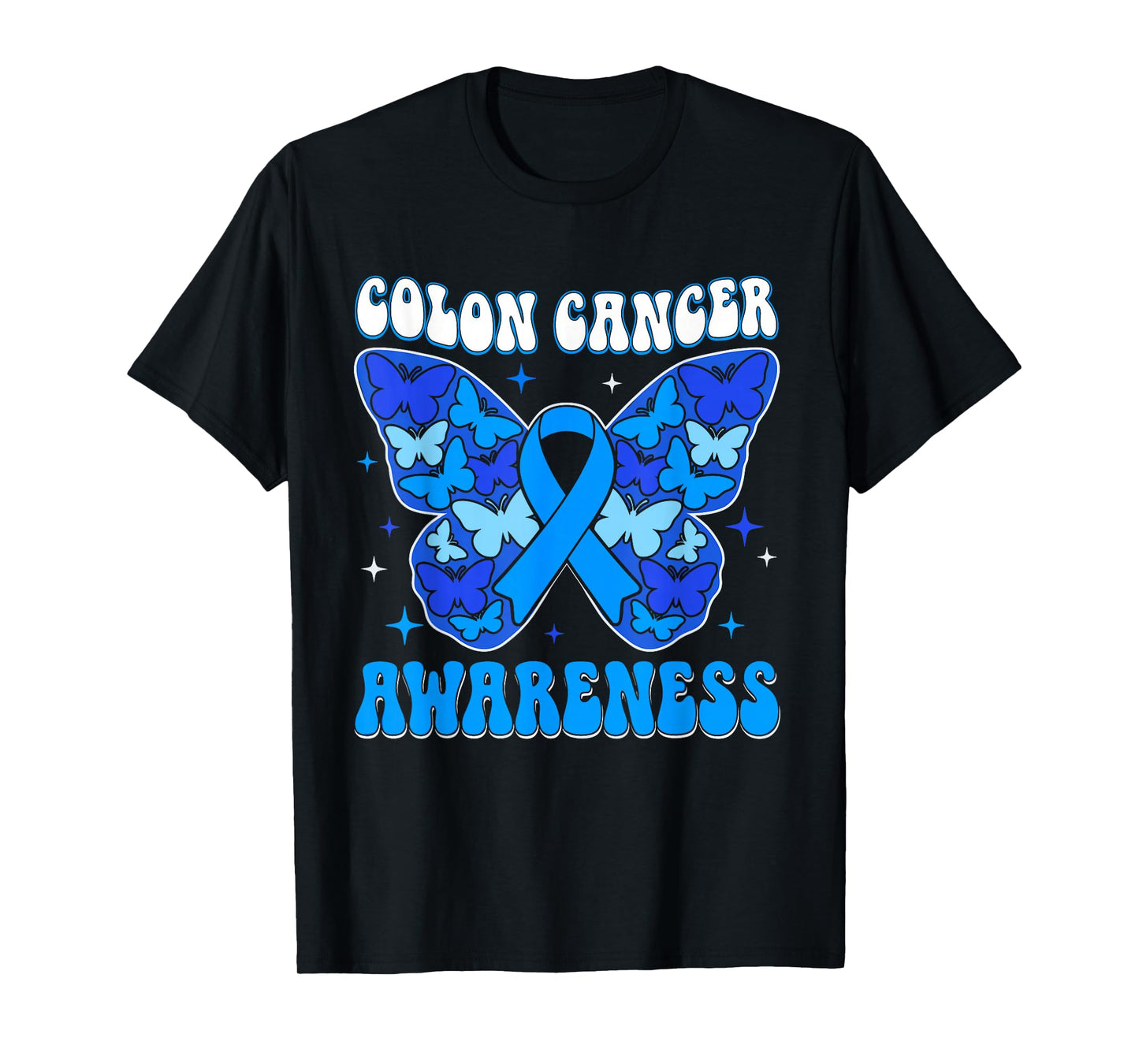 Colorectal Colon Cancer Awareness Blue Ribbon Butterfly T-Shirt