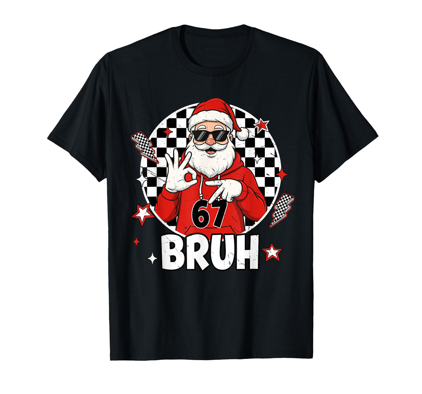 Funny 67 Meme Six Seven Christmas Bruh Santa Kids Boys Men T-Shirt