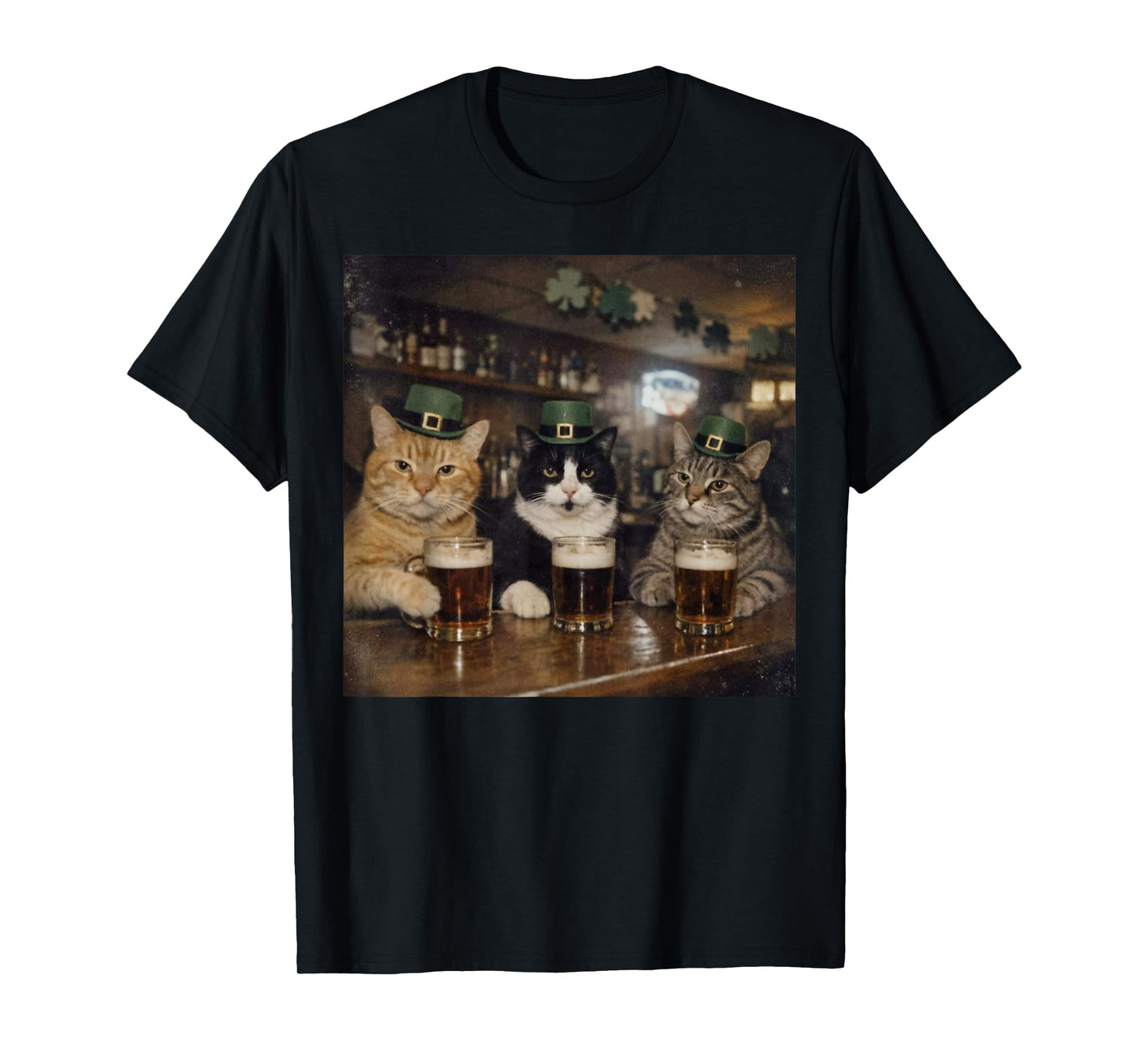 St Patricks Catricks Day Funny Cats Drinking Beer Women Men T-Shirt