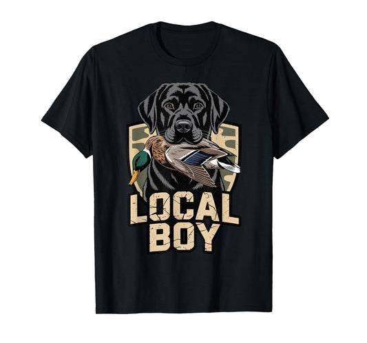 Camo Duck Hunting Local Boy Black Lab Dog Youth Boy Toddler T-Shirt