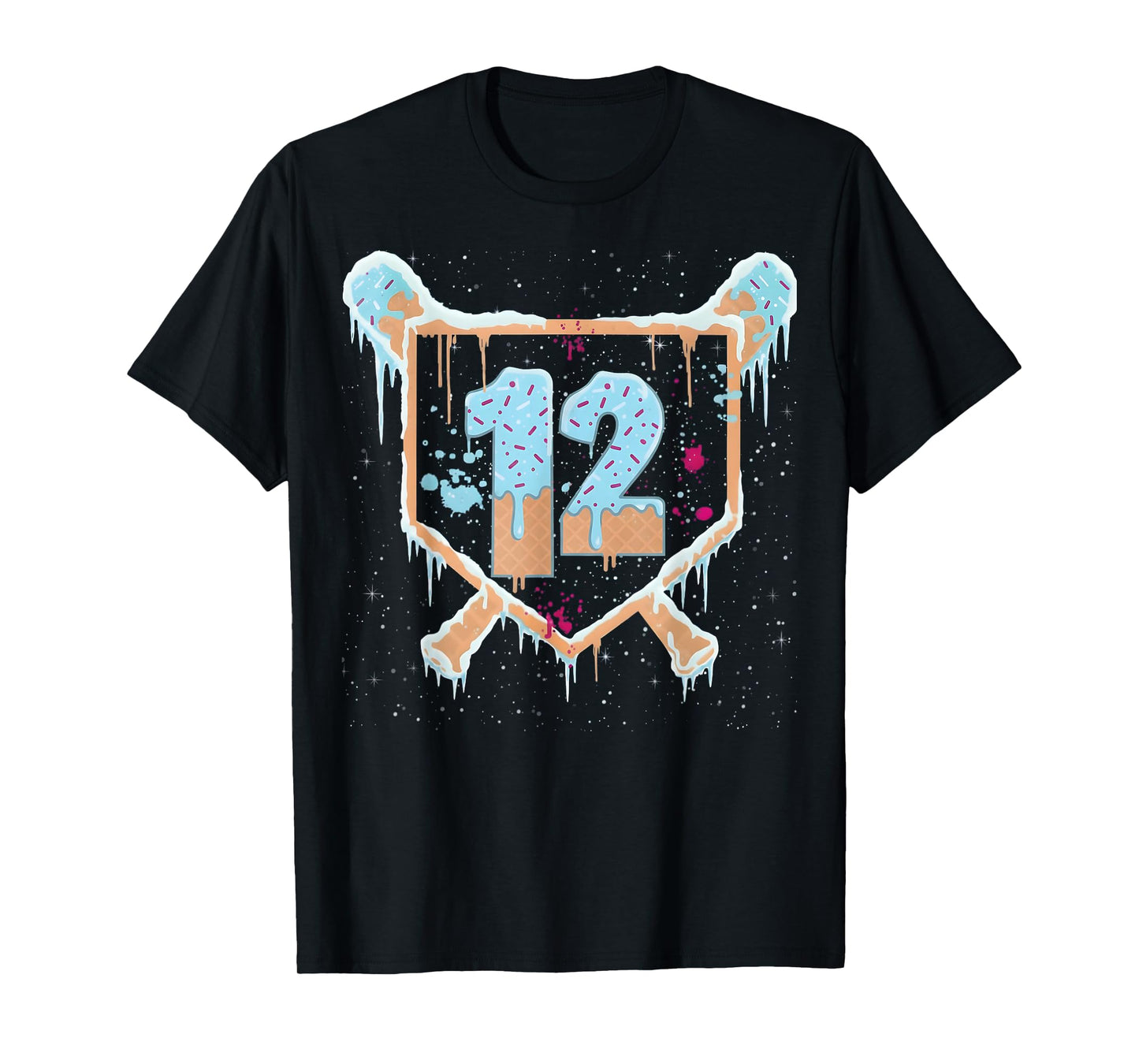 Baseball 12 Year Old Ice Cream Drip 12th Birthday Boys T-Shirt
