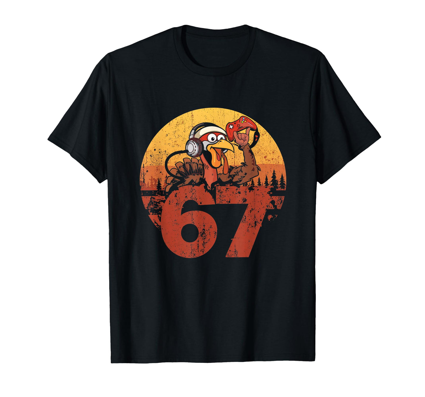 67 Funny Turkey Thanksgiving Gym Fitness Workout Six Seven T-Shirt