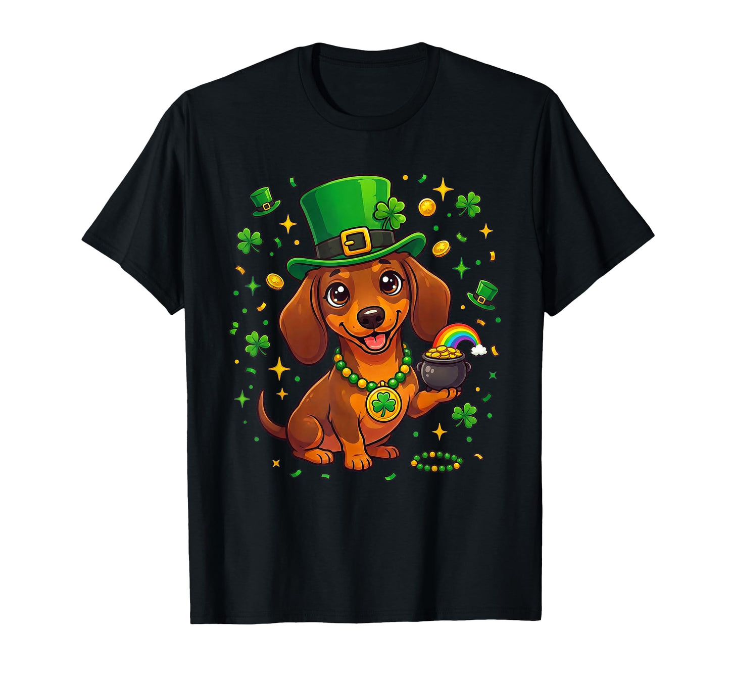 Dachshund St Patrick's Shamrock Lucky Celtic Wiener Dog T-Shirt