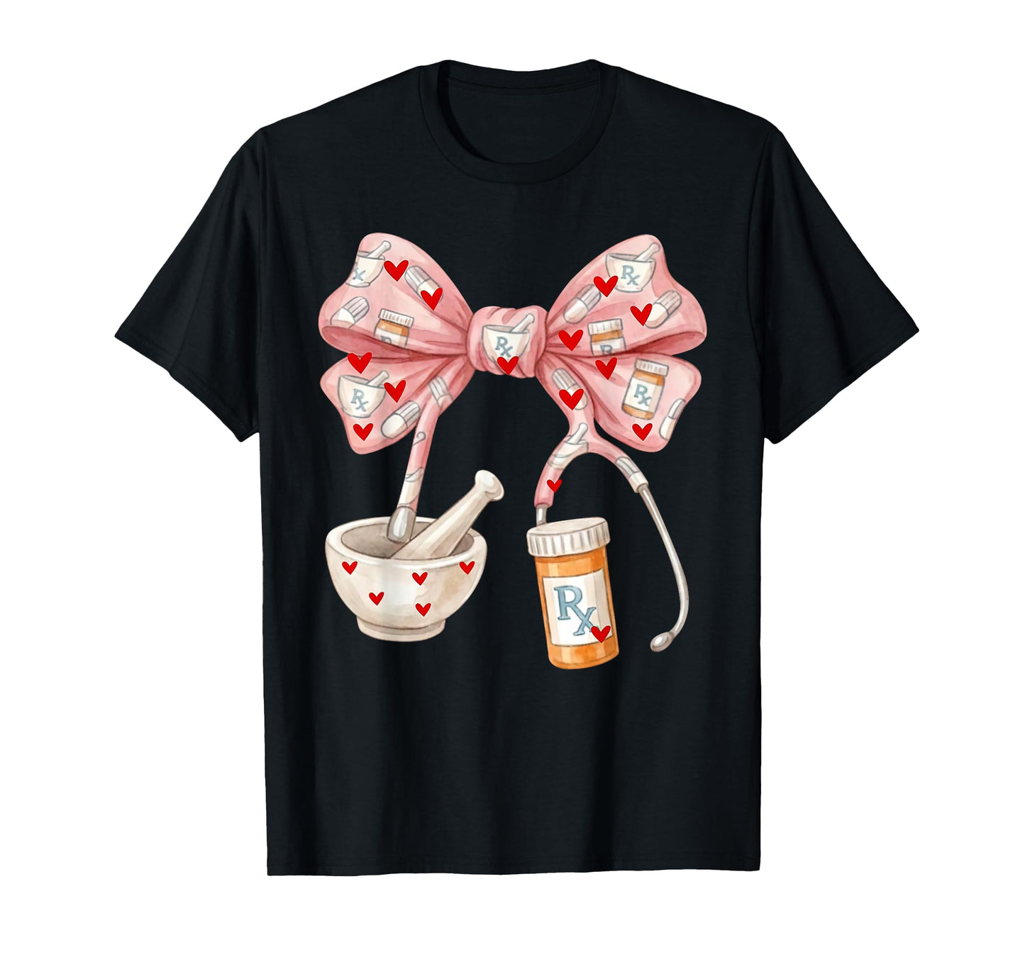 Cute Coquette Bow Pharmacy Valentines Pharmacist Technician T-Shirt