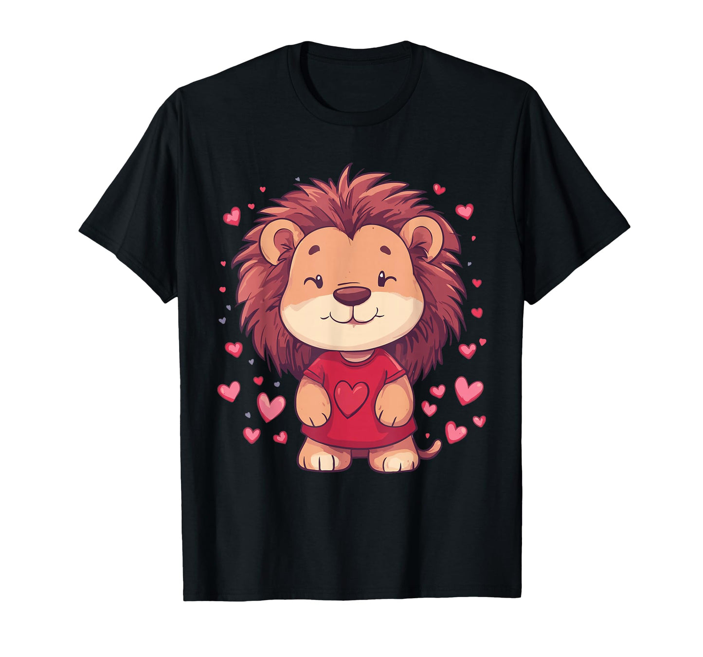 Lion Lover Heart Girls Valentine’s Day Women Lion T-Shirt