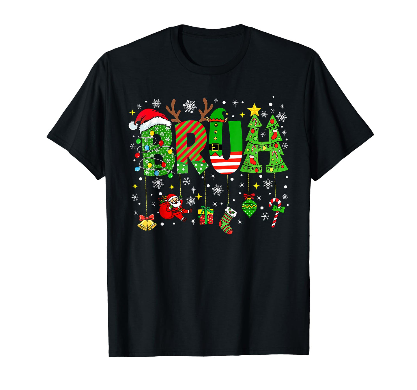 Bruh Christmas Kids Teens Boys Funny Christmas Humor T-Shirt