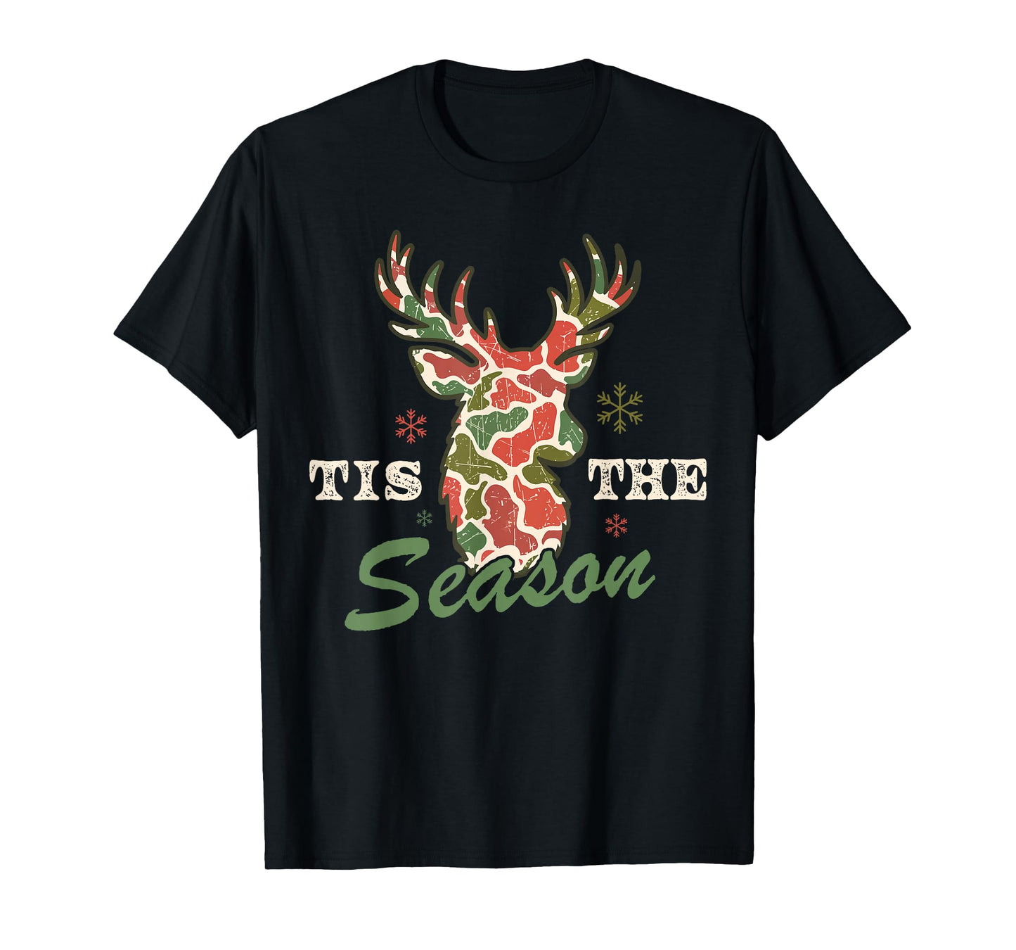 Christmas Camo Holiday Hunting Reindeer Deer Xmas Lights T-Shirt
