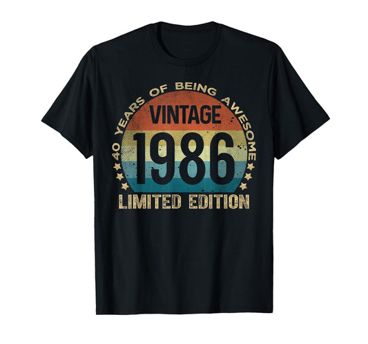 40 Year Old Gifts Vintage 1986 Limited Edition 40th Birthday T-Shirt