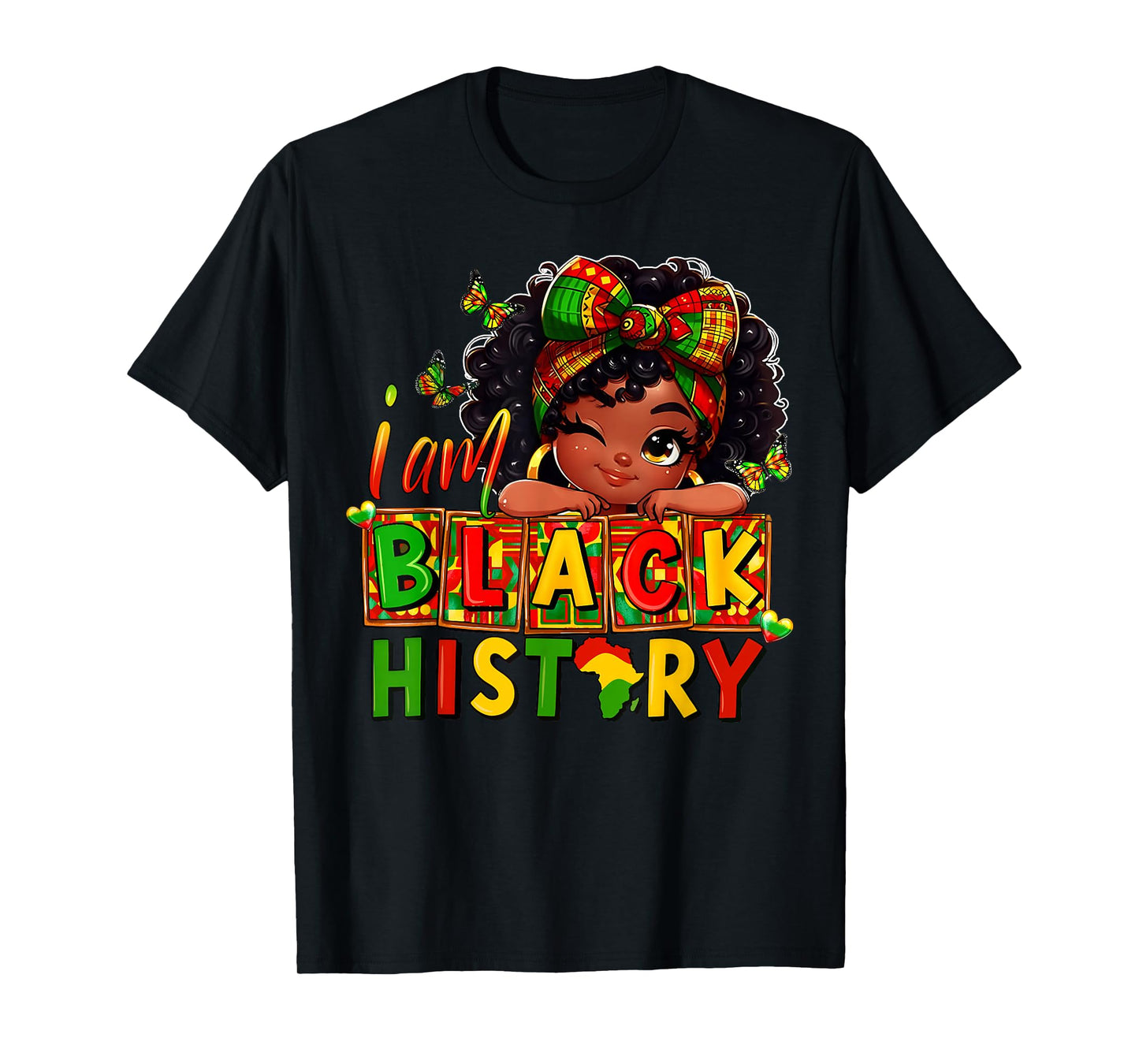 I Am Black History Afro Girl Melanin Princess Kids T-Shirt