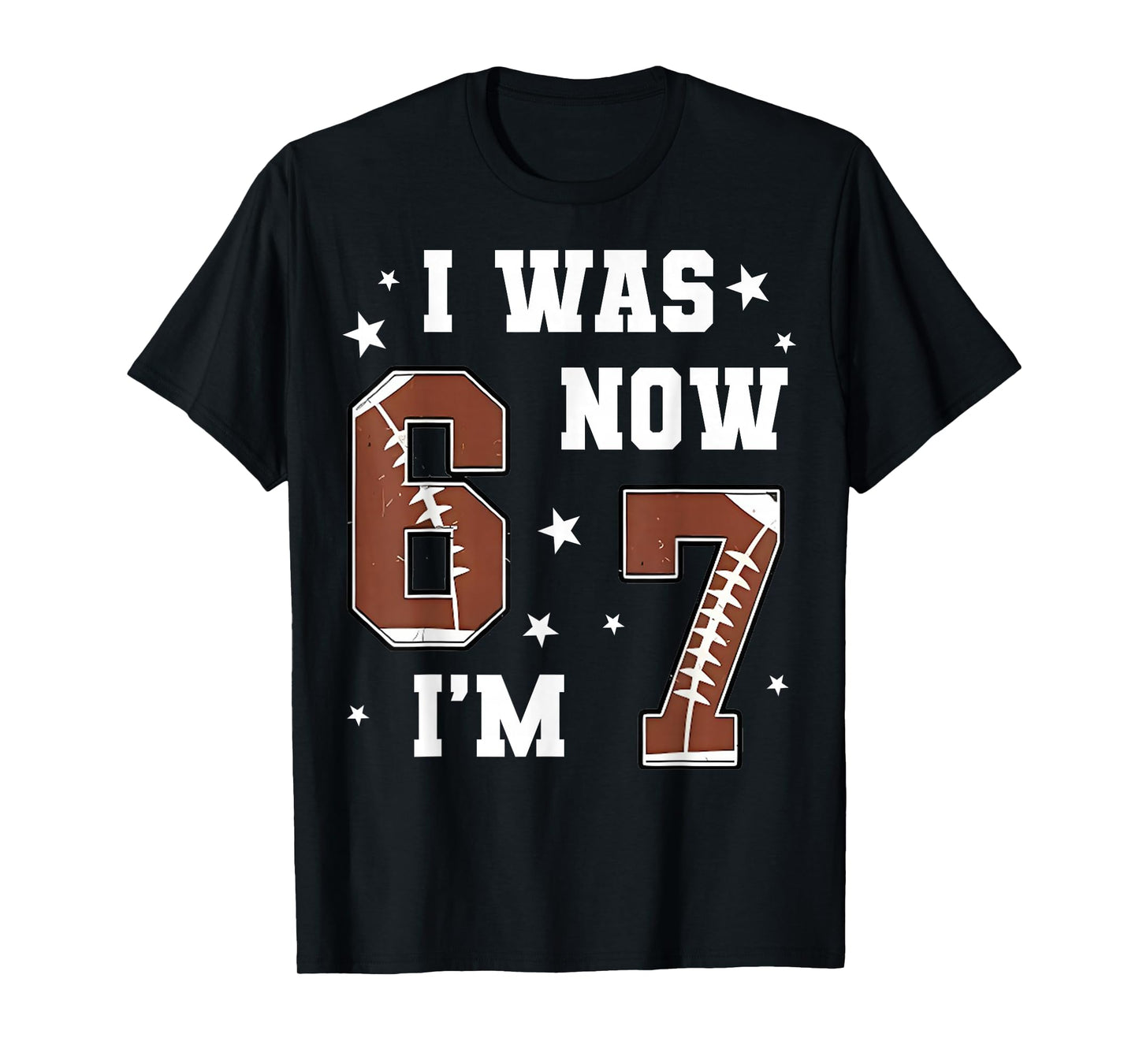 I was 6 Now I'm 7 Year Old Football Theme 7th Birthday Boy T-Shirt