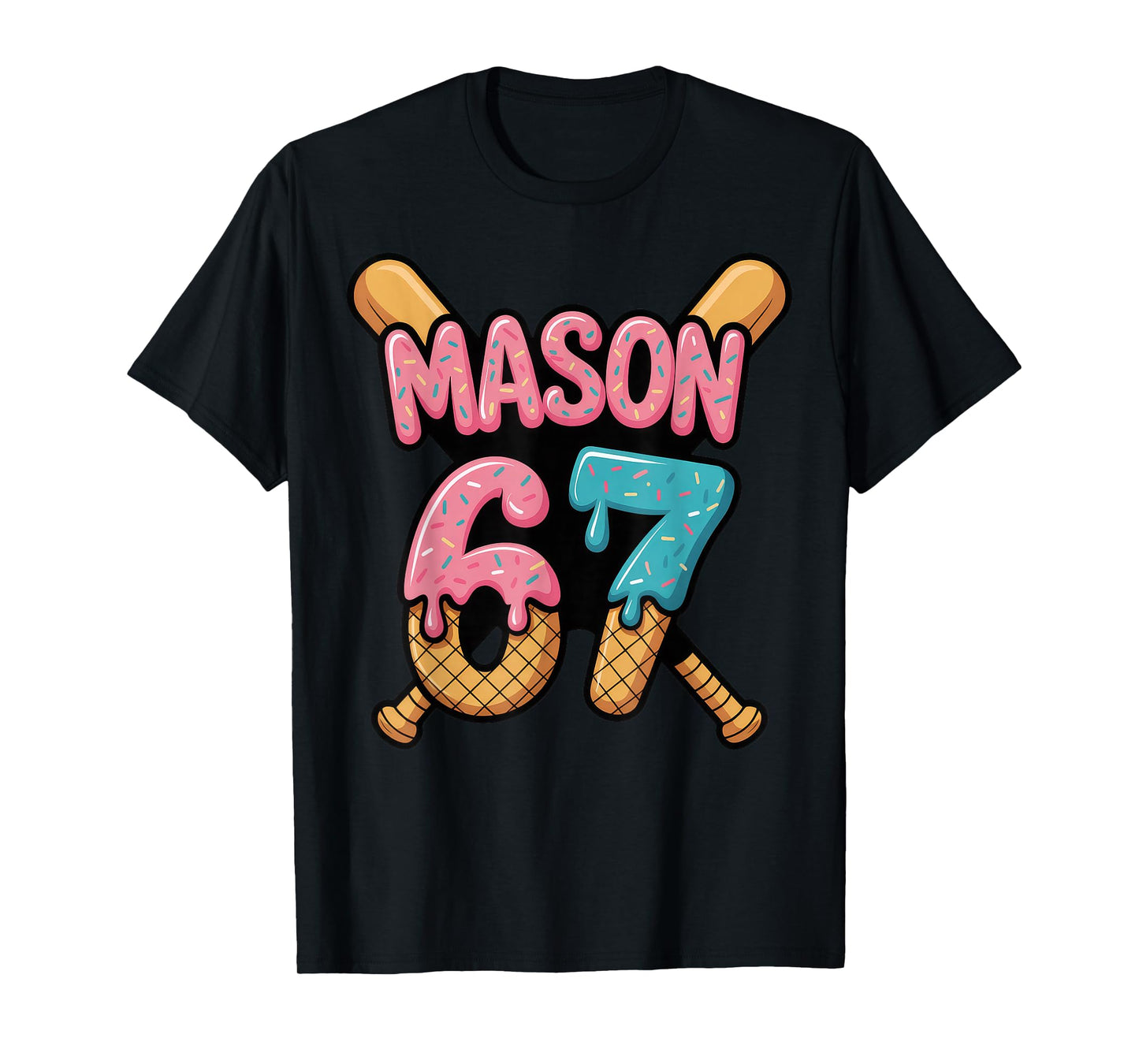 Mason 67 Ice Cream Drip Baseball T-Shirt