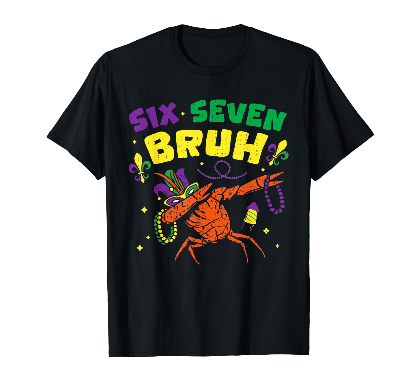 Mardi Gras Six Seven Bruh Crawfish Jester Beads 67 Meme Boys T-Shirt