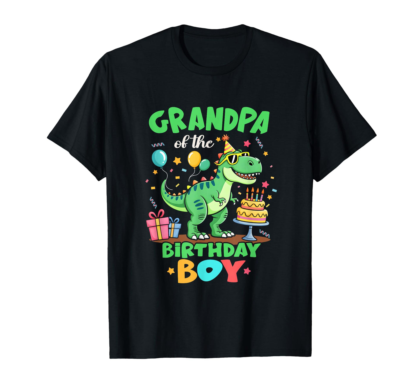 Grandpa of The Birthday Boy T Rex Dinosaur Family Party T-Shirt