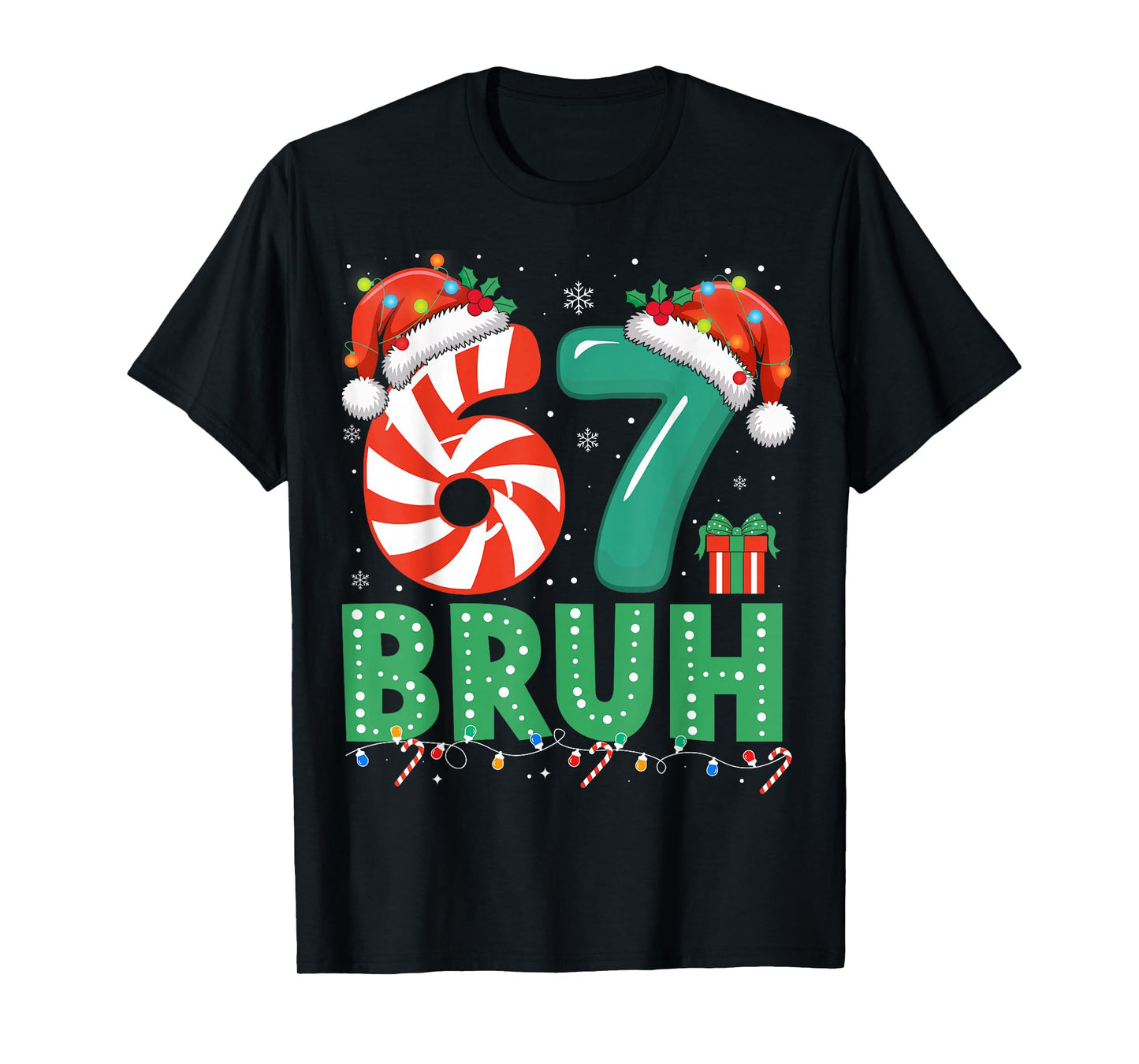 Funny 67 Christmas Pajama Xmas Six Seven Meme 6-7 Bruh T-Shirt