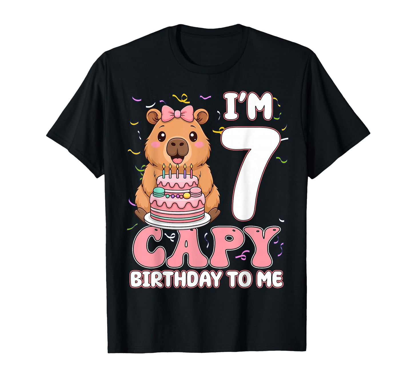 7 Years Old Capy Birthday to Me 7th Birthday Capybara Girl T-Shirt