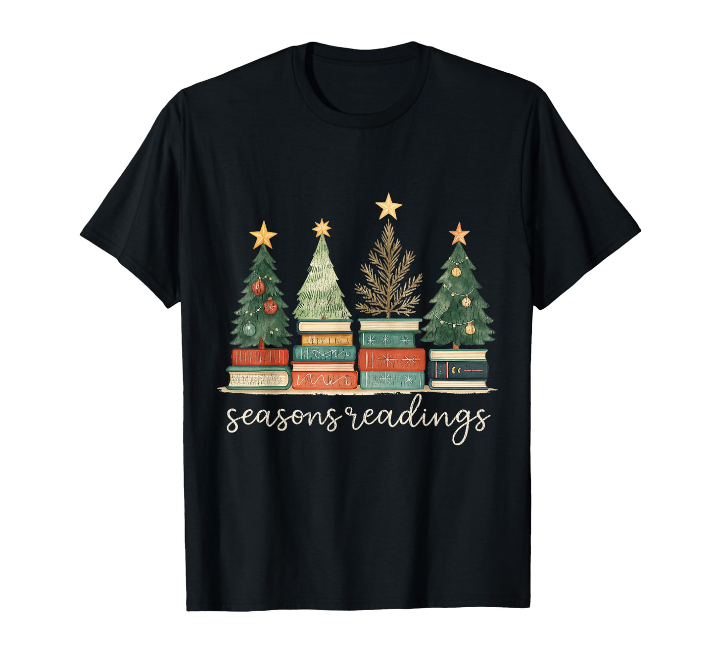 Library Festive Xmas Christmas Book Lover Seasons Readings T-Shirt