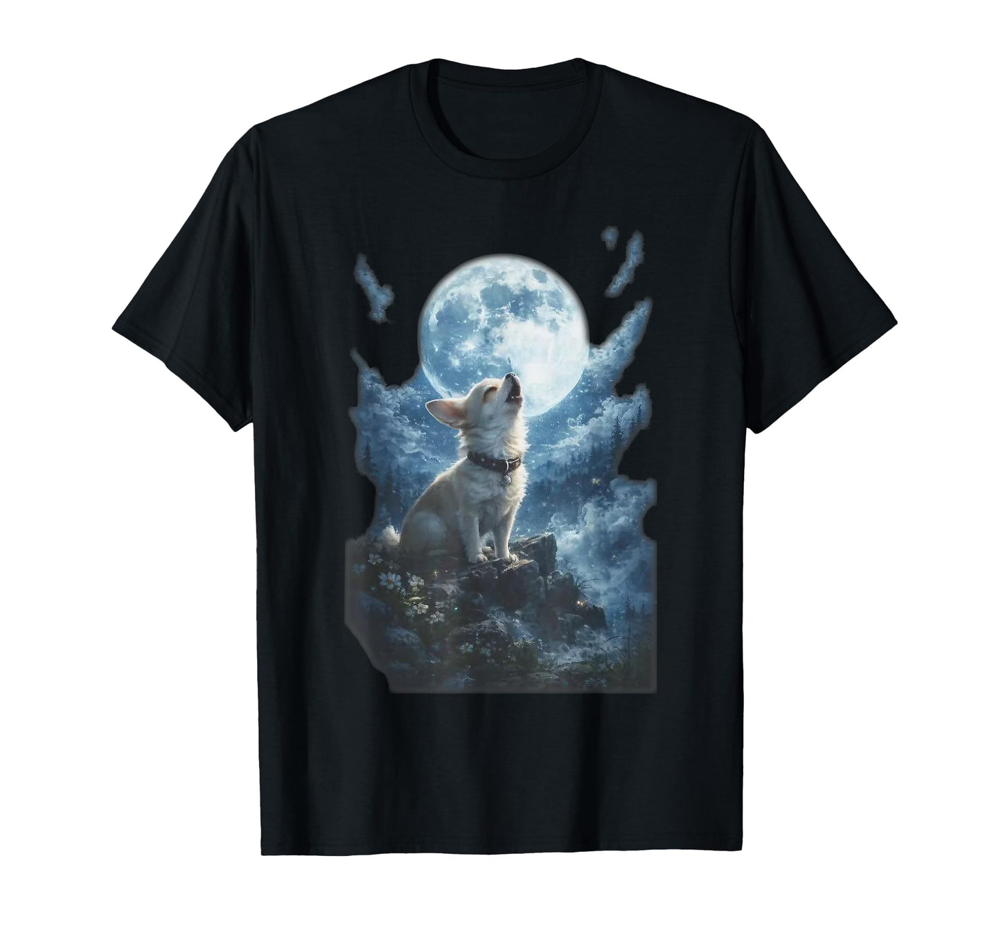 Chihuahua Howling to The Moon Vintage Funny Chihuahua Dog T-Shirt