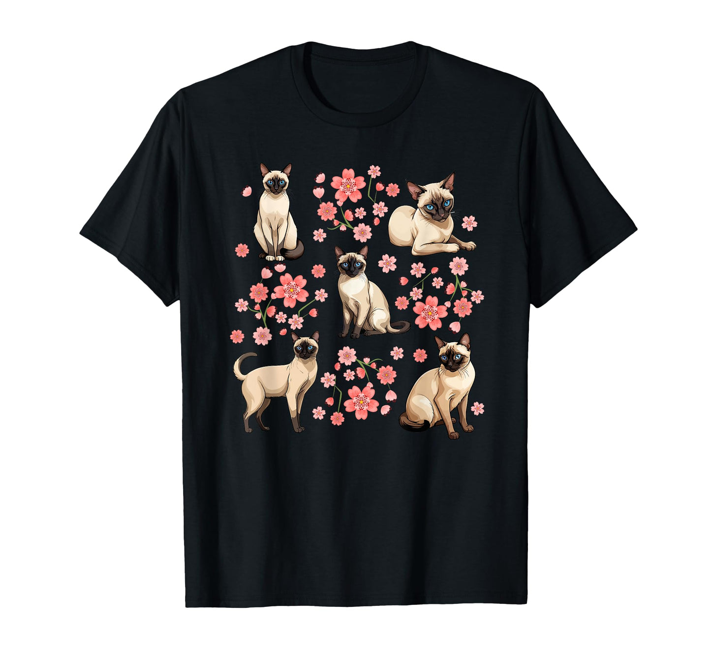 Siamese Cat Flowers Siamese Owner Siamese Cat Lover T-Shirt