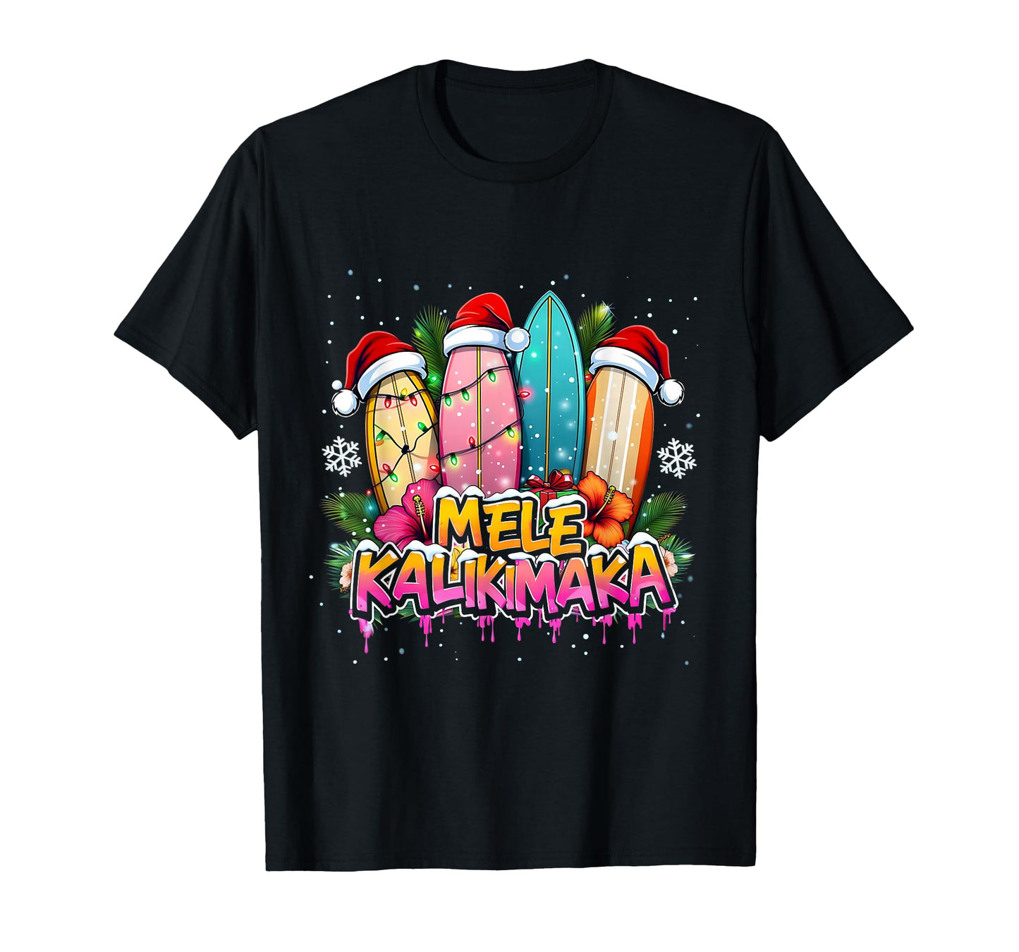 Mele Kalikimaka Surfboard Christmas Vibes T-Shirt