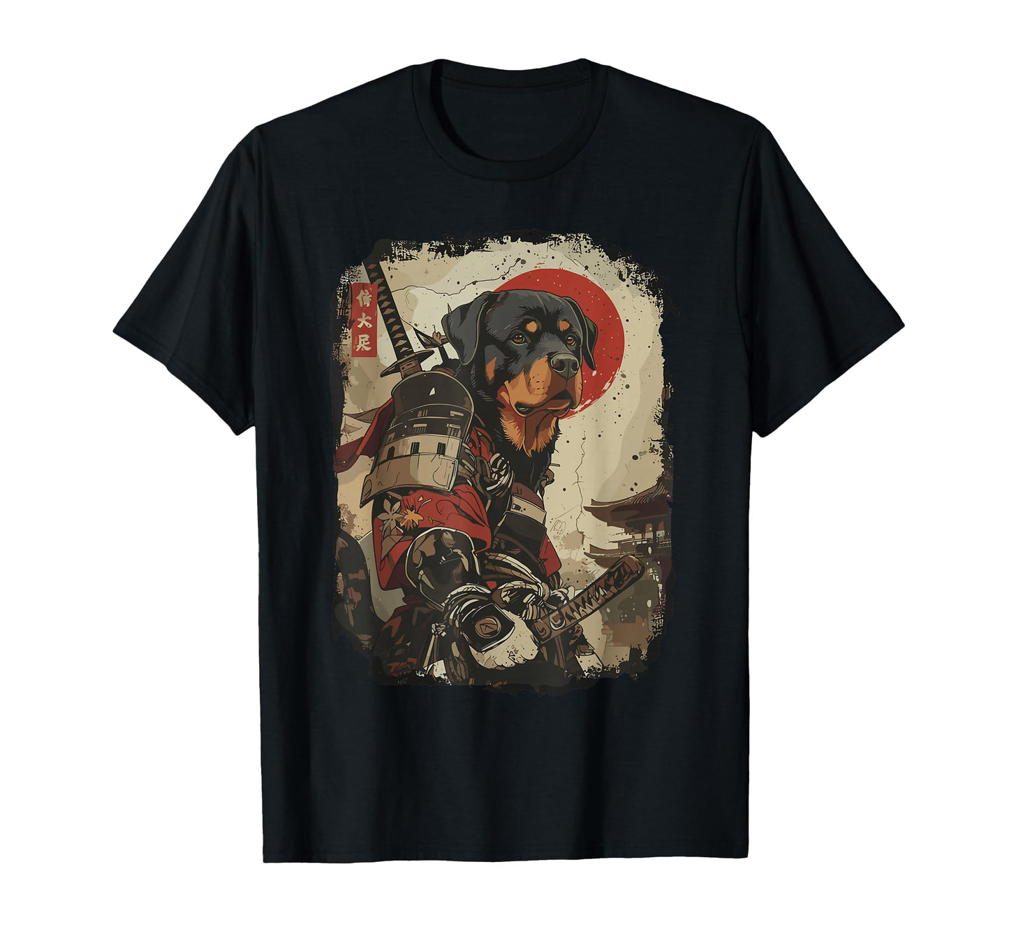 Samurai Rottweiler Dog Lover Vintage Mens Graphic T-Shirt