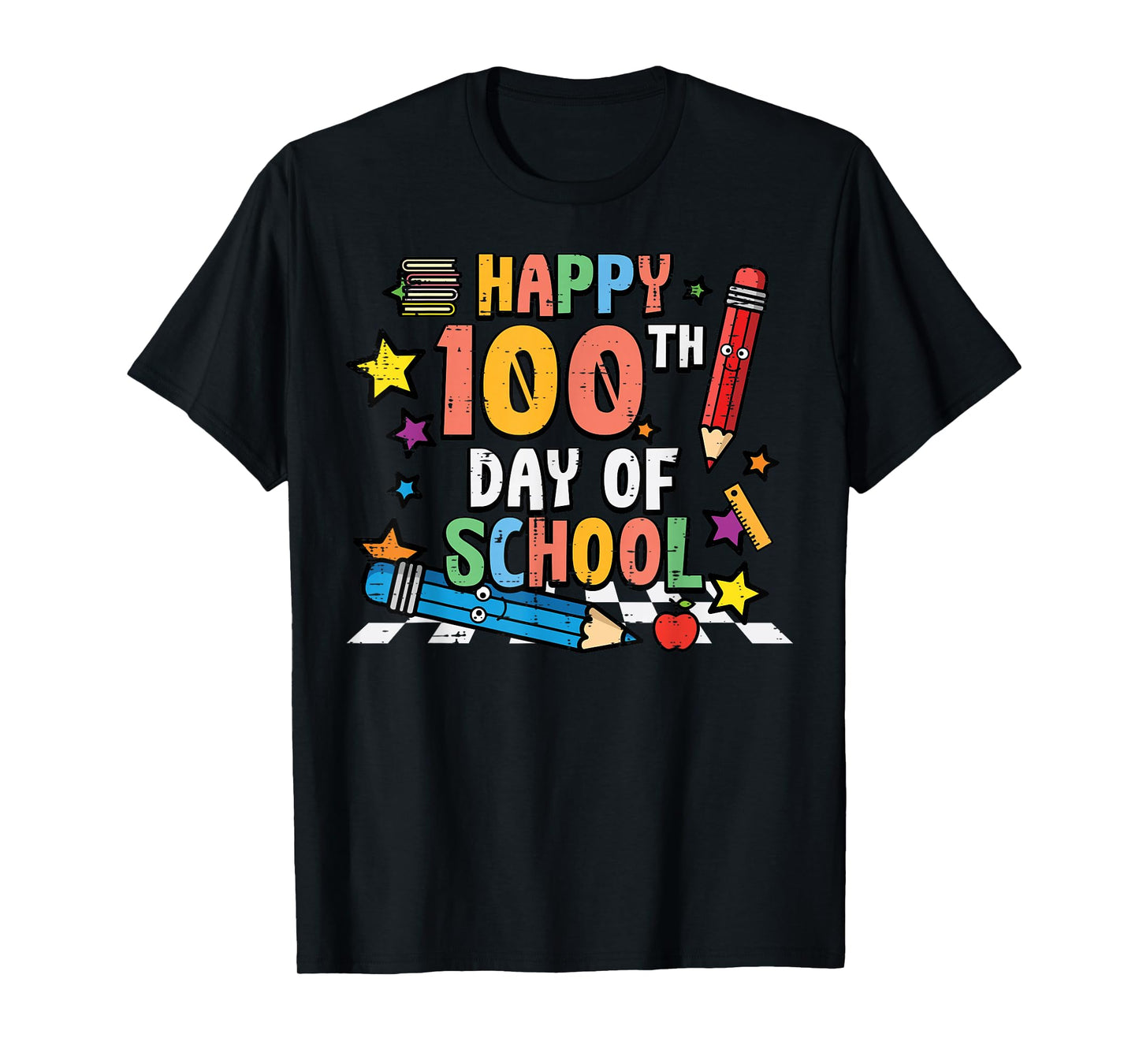 Happy 100th Day of School Pencils 100 Days Men Women Kids T-Shirt