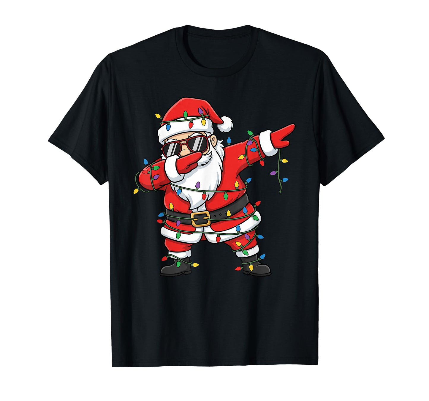 Funny Dabbing Santa Xmas Lights Men Boys Girls Christmas T-Shirt
