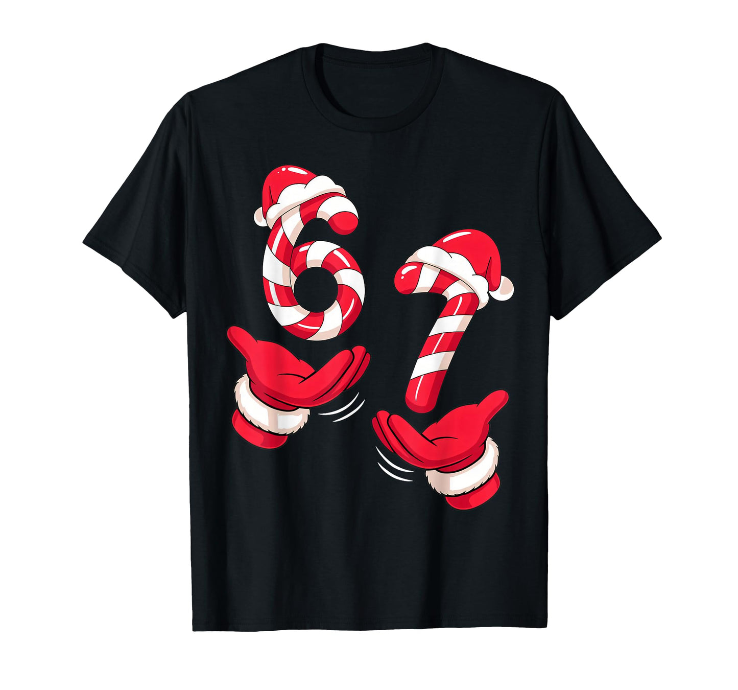 67 Meme Six Seven Candy Cane Christmas Boys Girls Kids T-Shirt