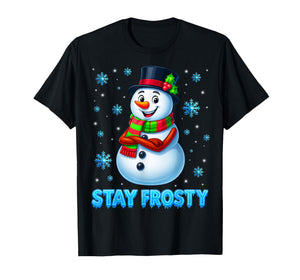 Stay Frosty Funny Snowman Pjs Christmas Xmas Kids Men Women T-Shirt