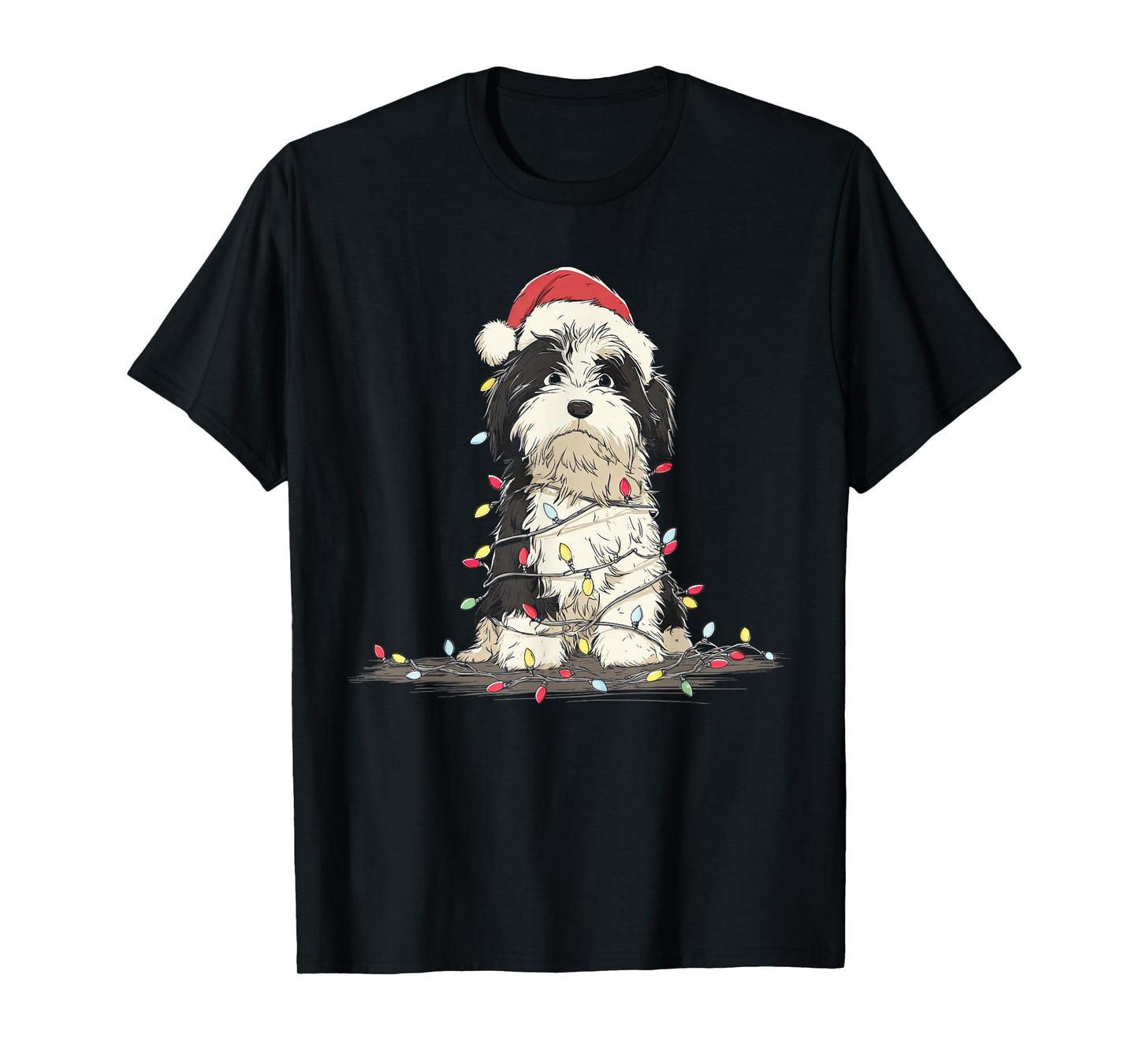 Funny Havanese Christmas Graphics Dog Lights Lover T-Shirt