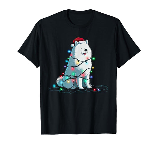 Funny Samoyed Christmas Graphics Dog Lights Lover T-Shirt