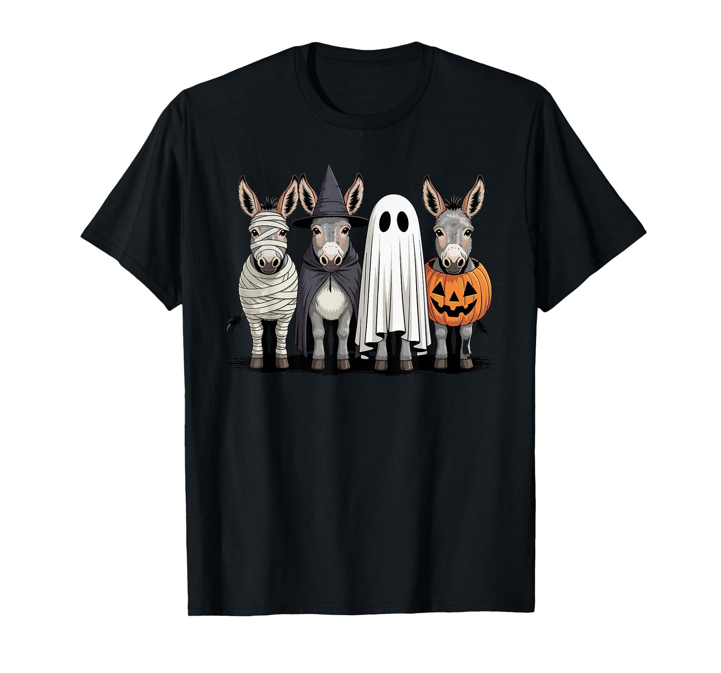 Spooky Ghost Donkey Pumpkin Halloween Skeleton T-Shirt