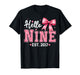 Hello Nine Est 2017 Coquette Bow 9th Birthday Girl T-Shirt