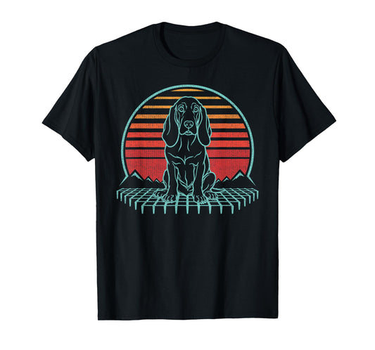 Basset Hound Lover Dog Owner Retro Vintage 80s T-Shirt