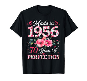 70 Years Old Made in 1956 70th Birthday Floral Women T-Shirt